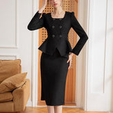 Elegance Redefined Peplum Blazer and Pencil Skirt Set